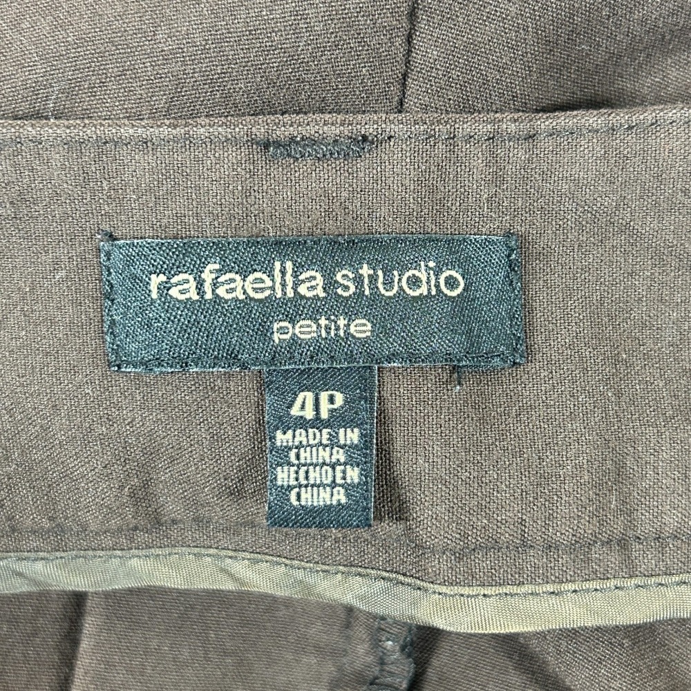 Rafaella Studio Womens Dark Academia Petite Straight Leg Trousers Brown Size 4P - Picture 2 of 10